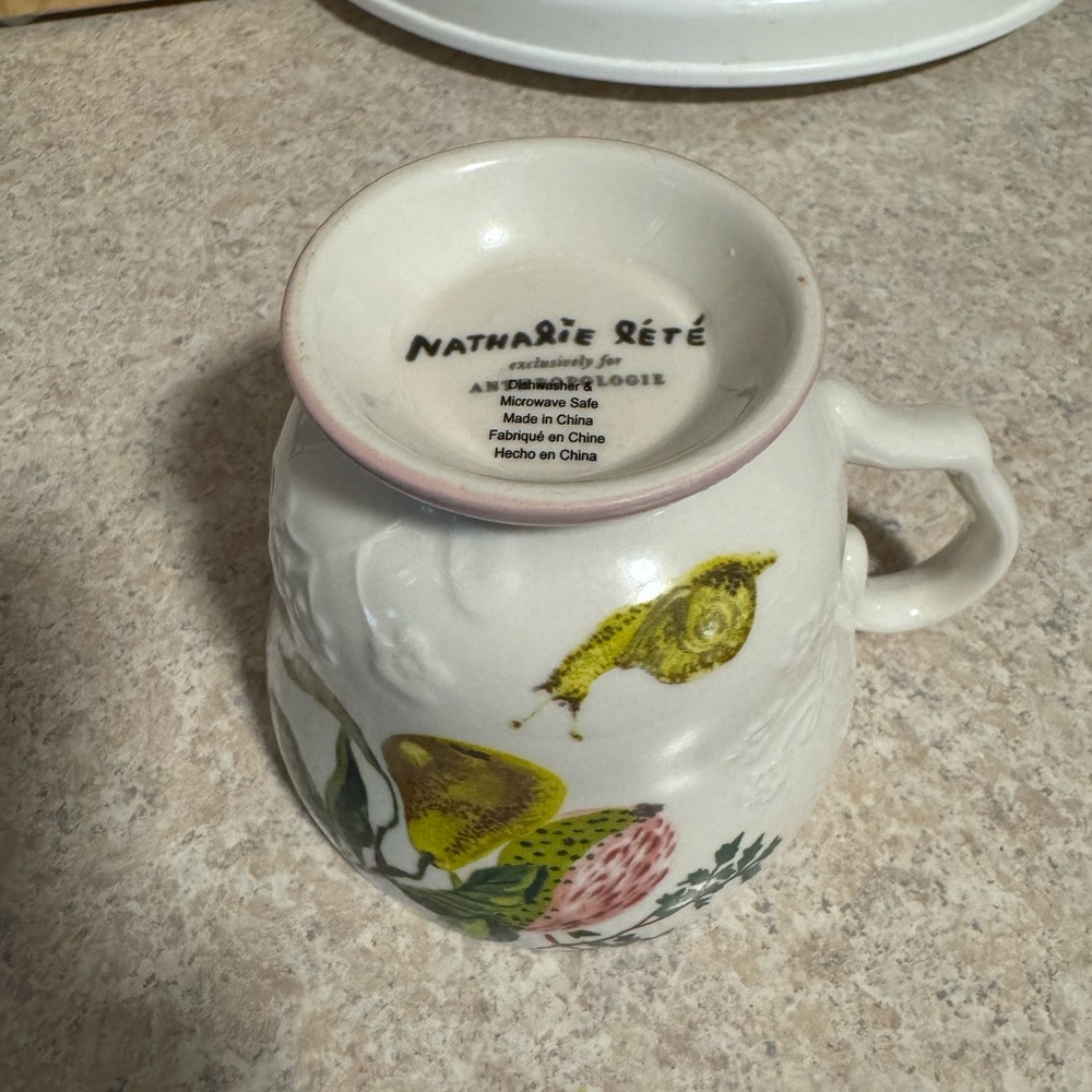 Anthropologie Floral Mug with Pink Base - Picture 4 of 5